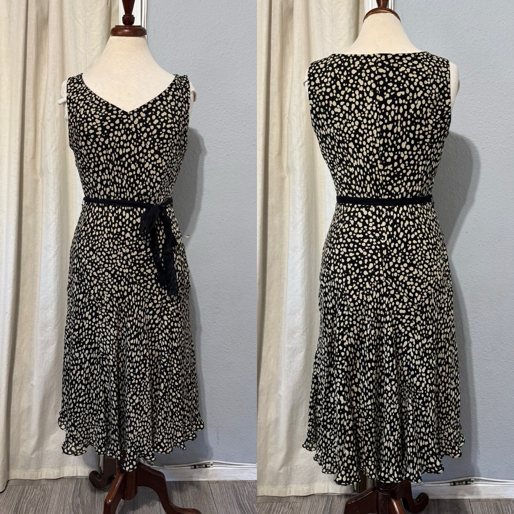 Jones New York 100% Silk Midi‎ Dress Size 12 Vintage Y2K Polka Dot Fairy Whimsy